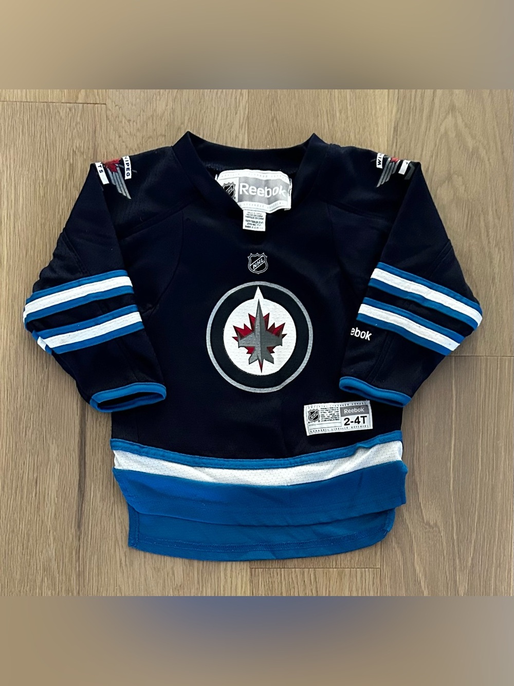 Toddler Reebok Winnipeg Jets Black Back NHL Hockey Jersey Size 2-4T